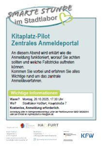 Flyer: Smarte Stunde: Kitaplatz-Pilot Zentrales Anmeldeportal