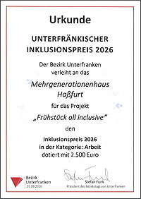 Mit dem Unterfränkischen Inklusionspreis in der Kategorie "Arbeit" ausgezeichnet