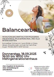 Wohlfühlnachmittag Balancearbeit