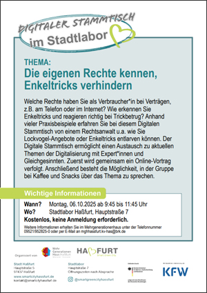 Die eigenen Rechte kennen, Enkeltricks verhindern – Digitaler Stammtisch