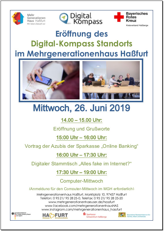 Flyer zur Eröffnung des Digital-Kompass-Standorts
